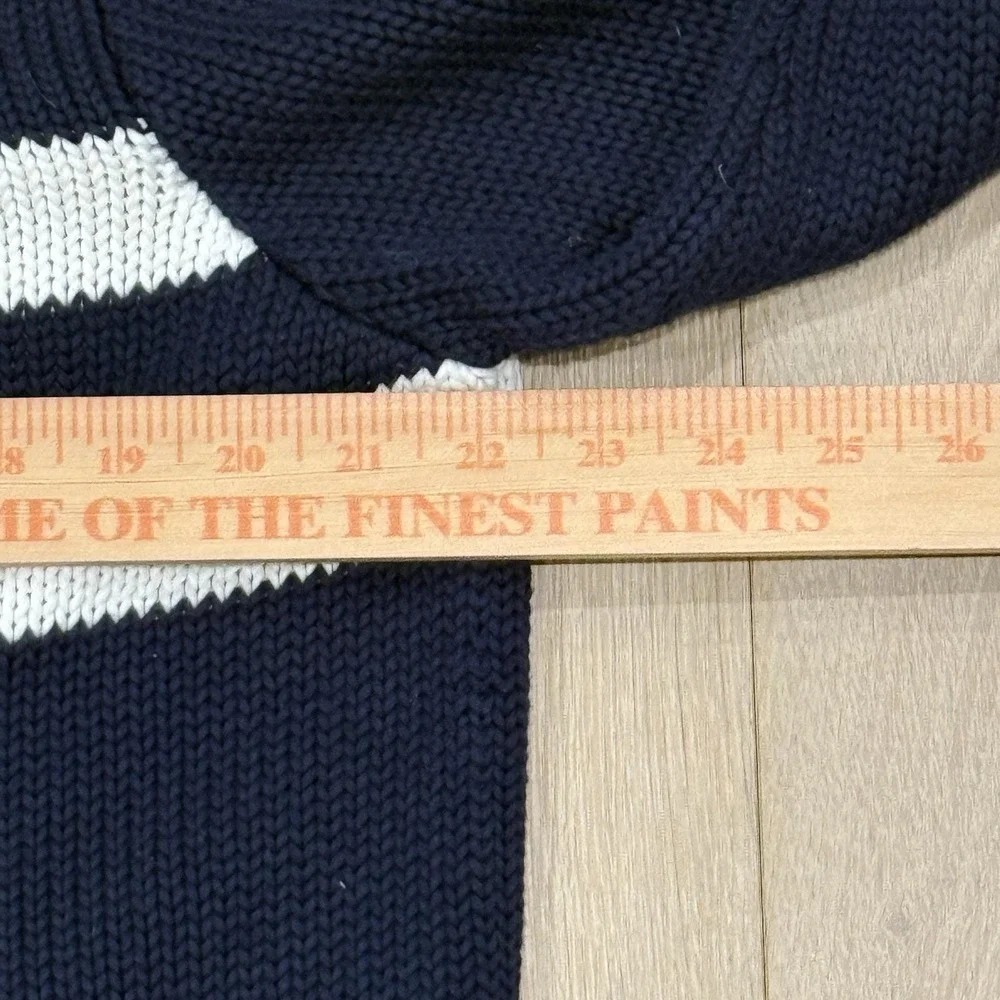 Vintage 90's Polo Ralph Lauren  Knit Nautical Fisherman Cardigan Navy Stripe LG